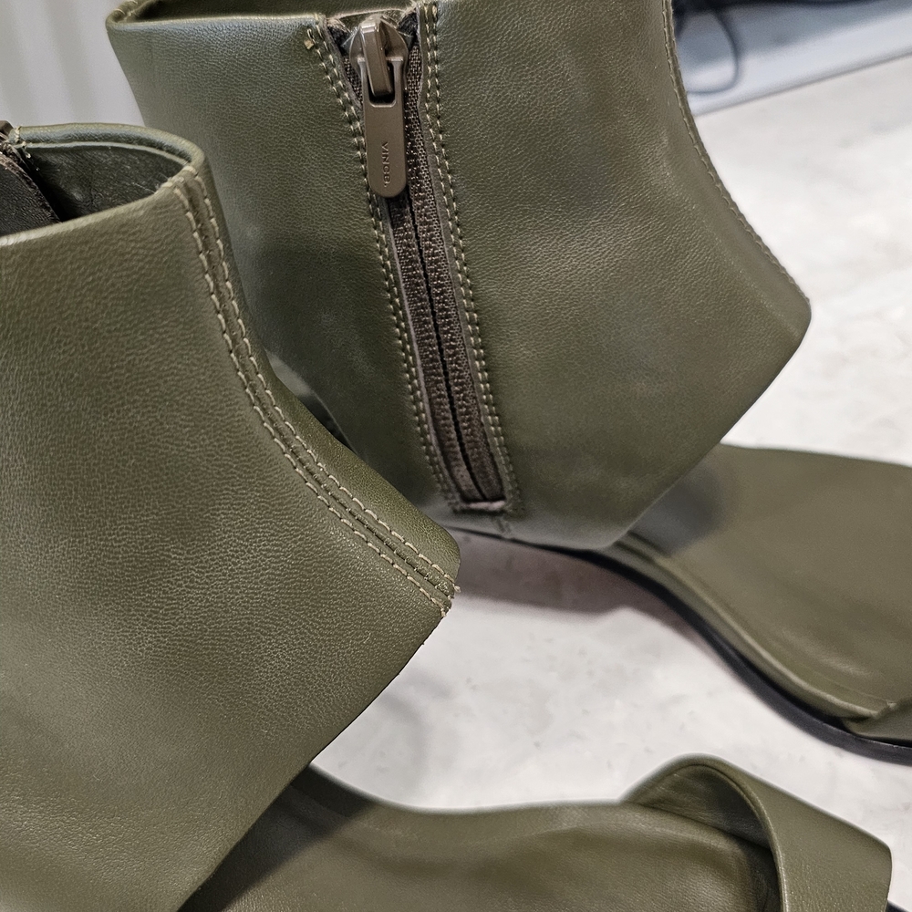 Vince Olive Green Open-Toe Block Heel Sandals - Picture 7 of 7